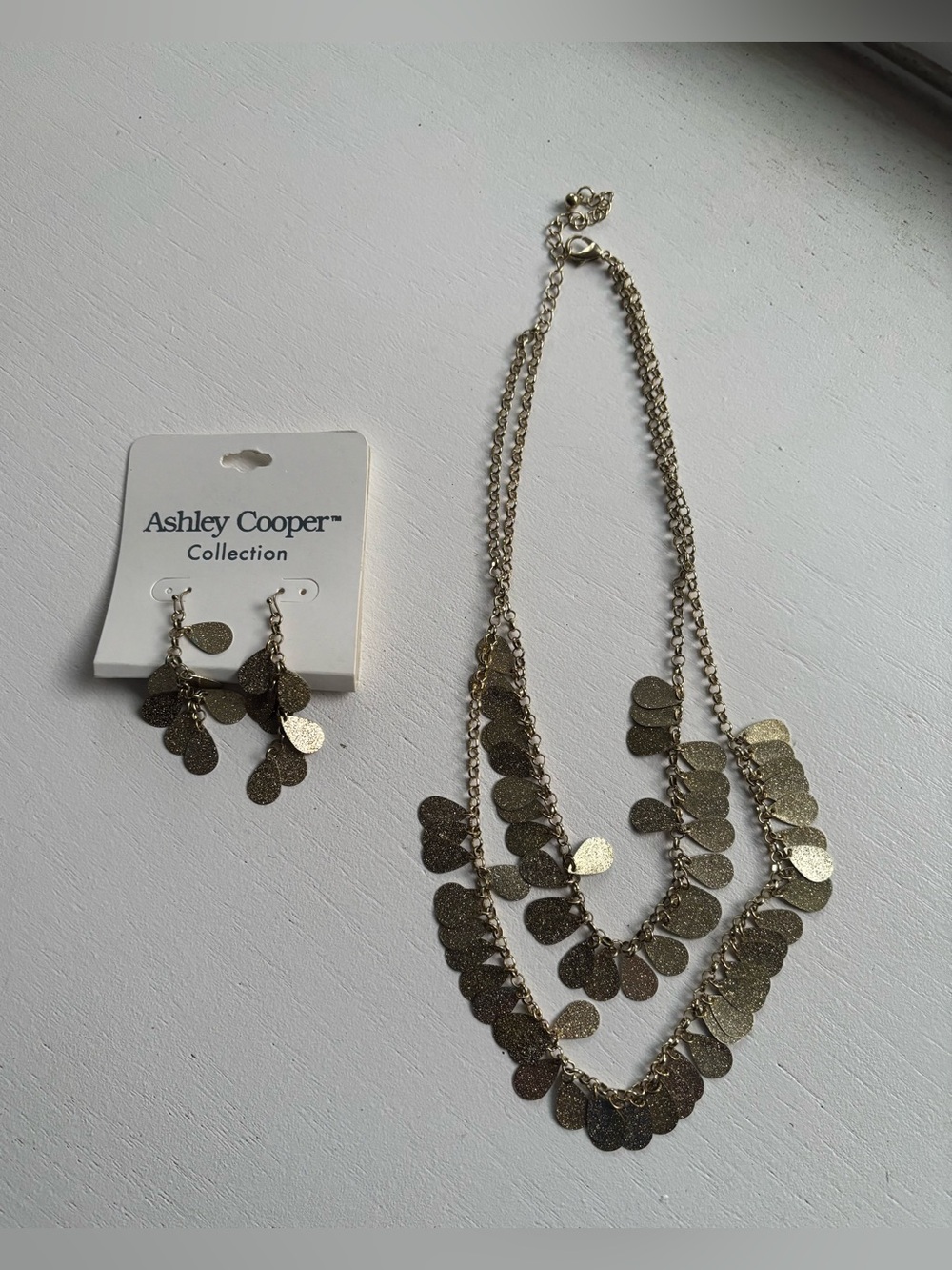 Ashley Cooper Gold Layered Disc Necklace with Matching Earrings
